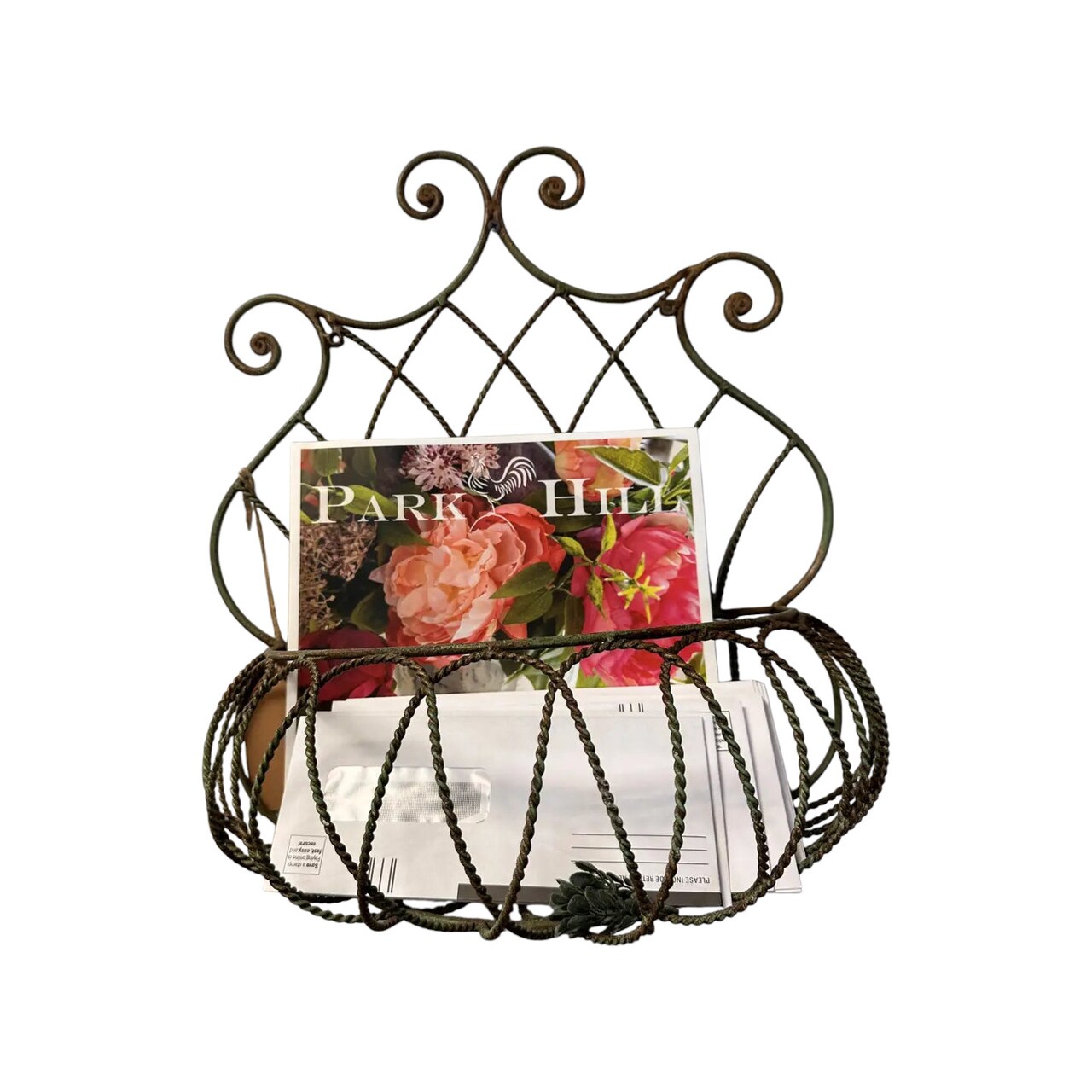 Vintage Style Wrought Iron Wall Planter Basket for Flowers Vines Wall Decor